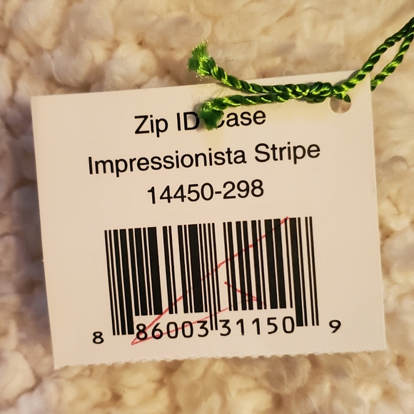 NWT Vera Bradley Zip ID Case Impressionista Stripe Key Ring Wallet Purple Zebra - Picture 3 of 5